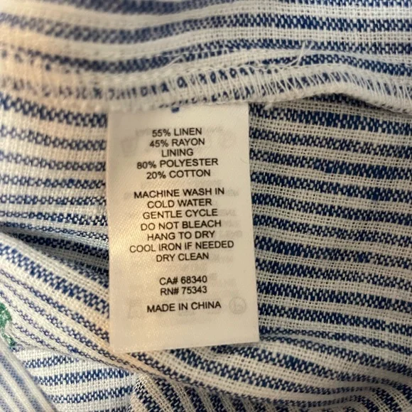 LARGE Calypso St. Barth Linen Blend Striped with Lemons Sleeveless Casual Dress - Picture 4 of 6